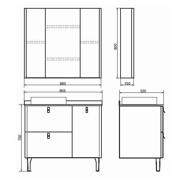 Зеркальный шкаф Comforty Сорренто 90 купить в интернет-магазине сантехники Sanbest