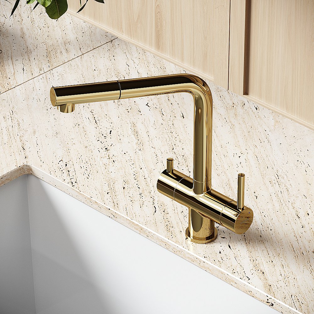 Смеситель для кухни Sancos Spin SC4015ZG полированное золото купить в интернет-магазине сантехники Sanbest