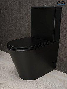 Унитаз-компакт Gid Tn2189Bm черный матовый, безободковый, с крышкой микролифт, с бачком купить в интернет-магазине Sanbest