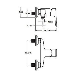 Смеситель для душа Jacob Delafon OSCAR E29843-BL матовый черный купить в интернет-магазине сантехники Sanbest