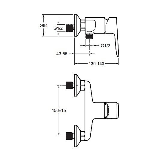 Смеситель для душа Jacob Delafon OSCAR E29843-BL матовый черный купить в интернет-магазине сантехники Sanbest