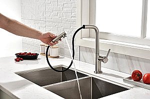 Смеситель для кухни Paulmark Neo Ne214419-BS  брашированная сталь купить в интернет-магазине сантехники Sanbest