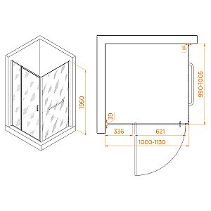 Душевой уголок RGW Passage PA-078-1 (PA-008 + Z-060-2) 100х100 3508078100-11 стекло прозрачное/профиль хром купить в интернет-магазине Sanbest