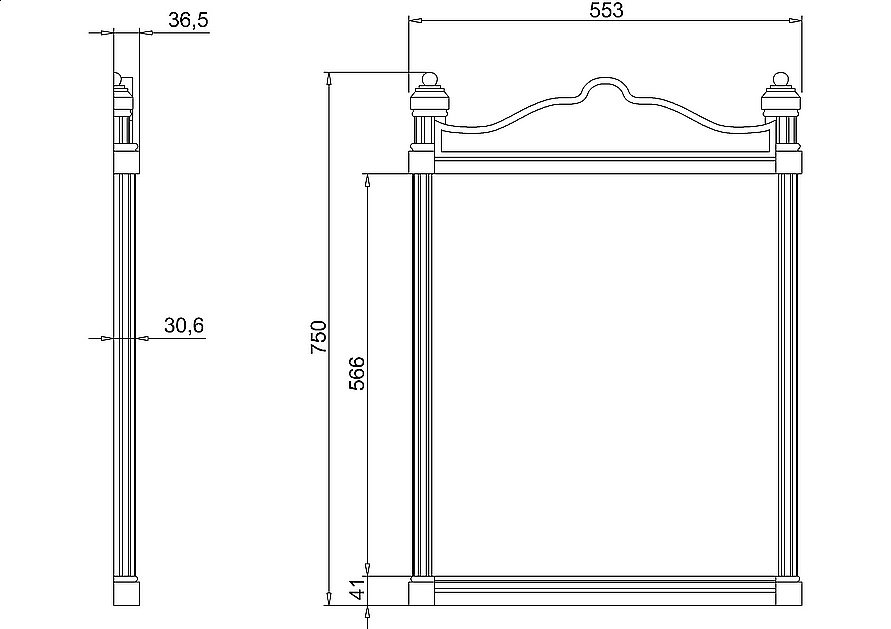 Зеркало Burlington Georgian T42 WHI белый алюминий в ванную от интернет-магазине сантехники Sanbest