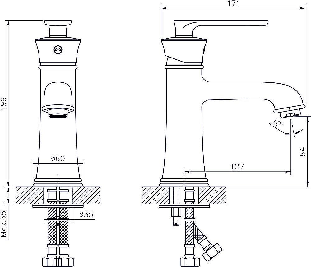 Смеситель для раковины Rush Flores FL0835-11 купить в интернет-магазине сантехники Sanbest