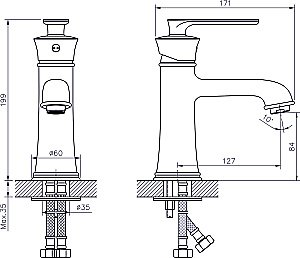 Смеситель для раковины Rush Flores FL0835-11 купить в интернет-магазине сантехники Sanbest