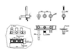 Смеситель для ванны Boheme Uno 464-3-NB никель брашированный купить в интернет-магазине сантехники Sanbest