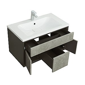 Тумба с раковиной Акватон Уэльс 80 авеллино грей/антрацит для ванной в интернет-магазине Sanbest