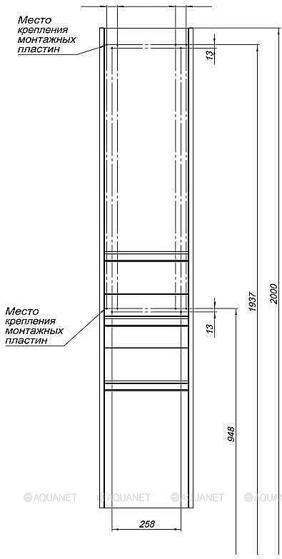 Шкаф-пенал Aquanet Палермо 237410 35 белый глянец для ванной в интернет-магазине сантехники Sanbest