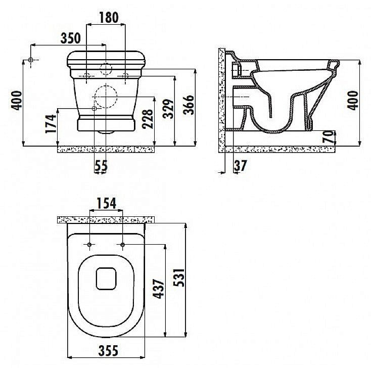 Унитаз подвесной с функцией биде CREAVIT ANTIK AN320-00CB00E белый купить в интернет-магазине Sanbest