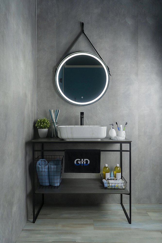 Раковина накладная Gid Geometrico 50 Mnc190 54426серый мрамор купить в интернет-магазине Sanbest