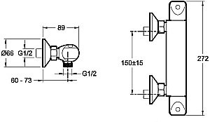 Смеситель для душа с термостатом Jacob Delafon ROBUST E75771-CP купить в интернет-магазине сантехники Sanbest