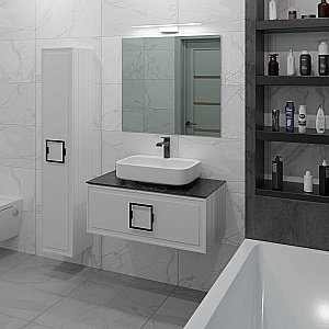 Пенал LA FENICE Cubo Bianco 30 белый/ручка черная для ванной в интернет-магазине сантехники Sanbest