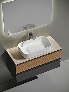 Тумба с раковиной Sancos DELTA 100 со столешницей, дуб красный/графит для ванной в интернет-магазине Sanbest