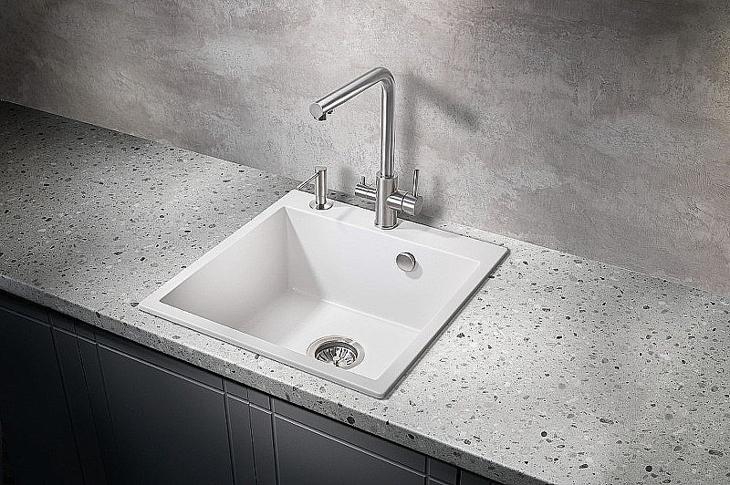 Мойка кухонная Milacio Murcia 51 Cuarzo MC.77022 белая купить в интернет-магазине сантехники Sanbest