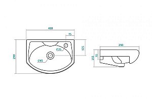 Тумба с раковиной Style Line Эко Волна №2 40 белая для ванной в интернет-магазине Sanbest