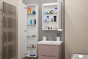 Зеркало-шкаф с подсветкой Art&Max Platino AM-Pla-550-800-1D-R-DS-F 55x80 в ванную от интернет-магазине сантехники Sanbest