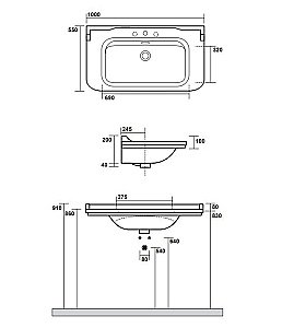 Тумба с раковиной Kerasan Waldorf 925530 Vaniglia matt 100 ваниль с 1 отверстием/заглушка золото для ванной в интернет-магазине Sanbest