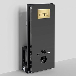 Инсталляция для унитаза WasserKraft Glan 66TLT.010.ME.BL.MG03 черная панель/кнопка матовое золото купить в интернет-магазине сантехники Sanbest