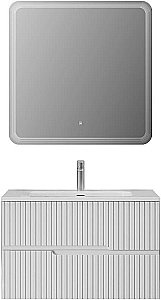 Тумба с раковиной Cezares DUET-N 90 DUET-N-900-2C-SO-BL белая глянцевая для ванной в интернет-магазине Sanbest