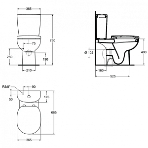 Унитаз напольный Ideal Standard Connect E803601 с бачком E786101 белый купить в интернет-магазине Sanbest