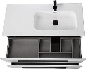 Тумба с раковиной Cezares ECO-CER-N 100 ECO-CER-N-1000-2C-SO-BL белая глянцевая левая/правая для ванной в интернет-магазине Sanbest