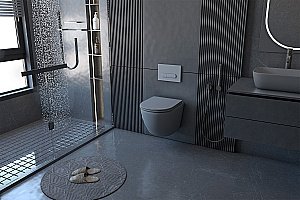 Унитаз подвесной ABBER BEQUEM AC1101MG с крышкой микролифт, безободковый, серый матовый купить в интернет-магазине Sanbest