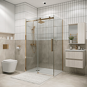 Душевой уголок Grossman Classic 160х80 120.K33.04.1290.32.00 стекло прозрачное/профиль золото брашированное купить в интернет-магазине Sanbest