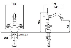 Смеситель для биде Migliore Revival ML.REV-444 золото купить в интернет-магазине сантехники Sanbest