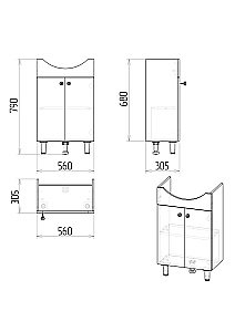 Мебель для ванной Grossman ЭКО 60 106052-2 с зеркалом, белый/светлое дерево для ванной в интернет-магазине Sanbest