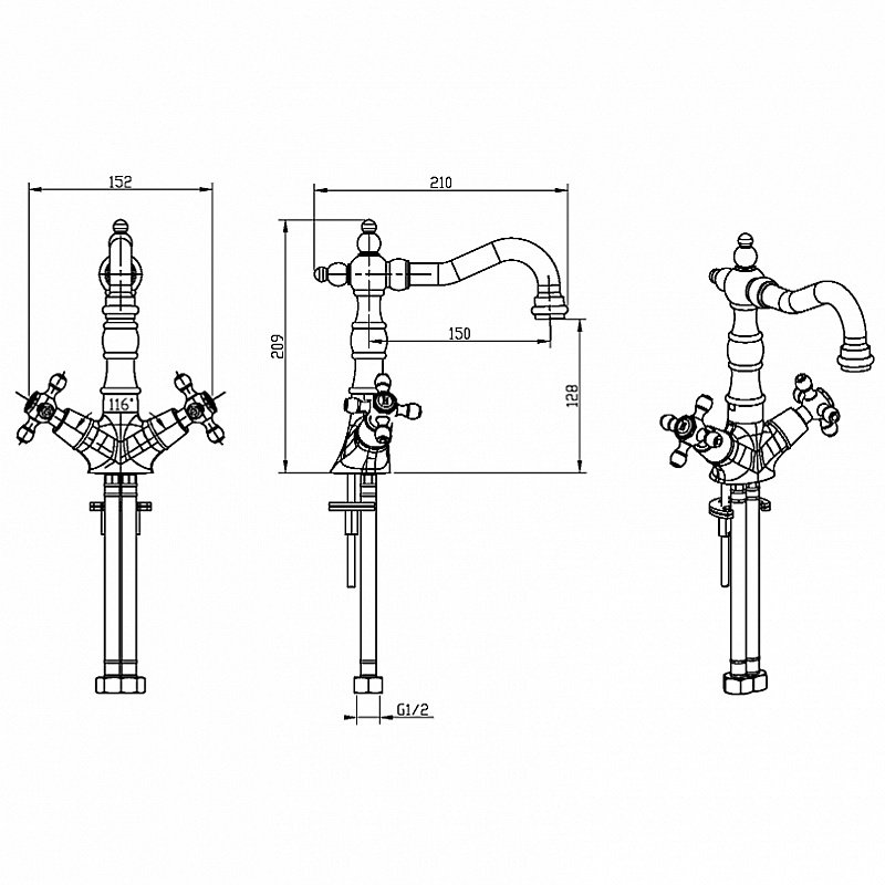Смеситель для раковины Boheme Сamelia 272 хром купить в интернет-магазине сантехники Sanbest