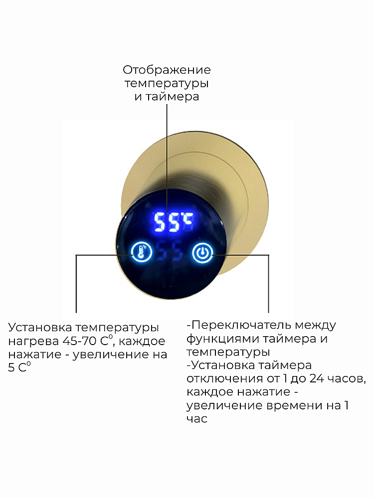 Полотенцесушитель электрический TERMINUS Аккорд П5 500х800 4670078568137 брашированное золото купить в интернет-магазине сантехники Sanbest