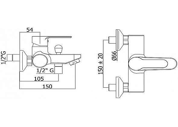 Смеситель для ванны Paffoni Blu BLU022CR купить в интернет-магазине сантехники Sanbest