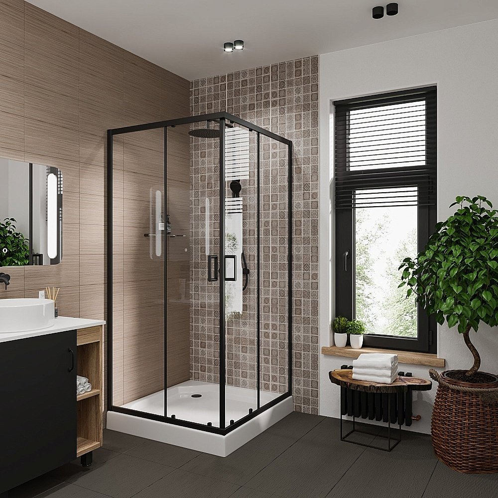 Душевой уголок Niagara 6808, прозрачный, черный, 90 см x 90 см купить в интернет-магазине Sanbest
