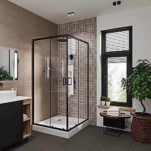 Душевой уголок Niagara 6808, прозрачный, черный, 90 см x 90 см купить в интернет-магазине Sanbest