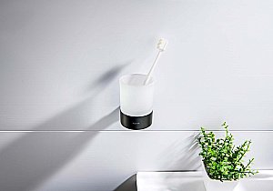 Стакан Aquatek Лира AQ4404MB стекло матовое/черный матовый купить в интернет-магазине сантехники Sanbest