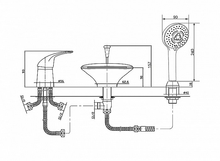 Смеситель для ванны Orange Iris M41-333cr купить в интернет-магазине сантехники Sanbest