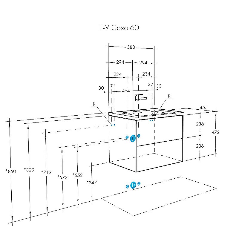 Тумба с раковиной Акватон Сохо 60 белая глянцевая для ванной в интернет-магазине Sanbest