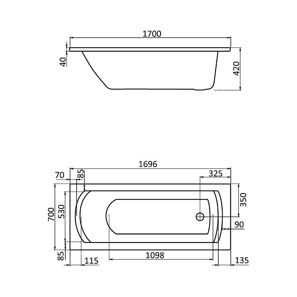 Ванна акриловая Santek Монако 170x70 1.WH11.1.979 белая купить в интернет-магазине Sanbest