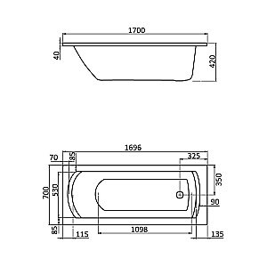 Ванна акриловая Santek Монако 170x70 1.WH11.1.979 белая купить в интернет-магазине Sanbest