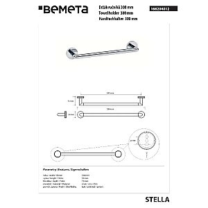 Полотенцедержатель Bemeta Stella 166204012 хром купить в интернет-магазине сантехники Sanbest