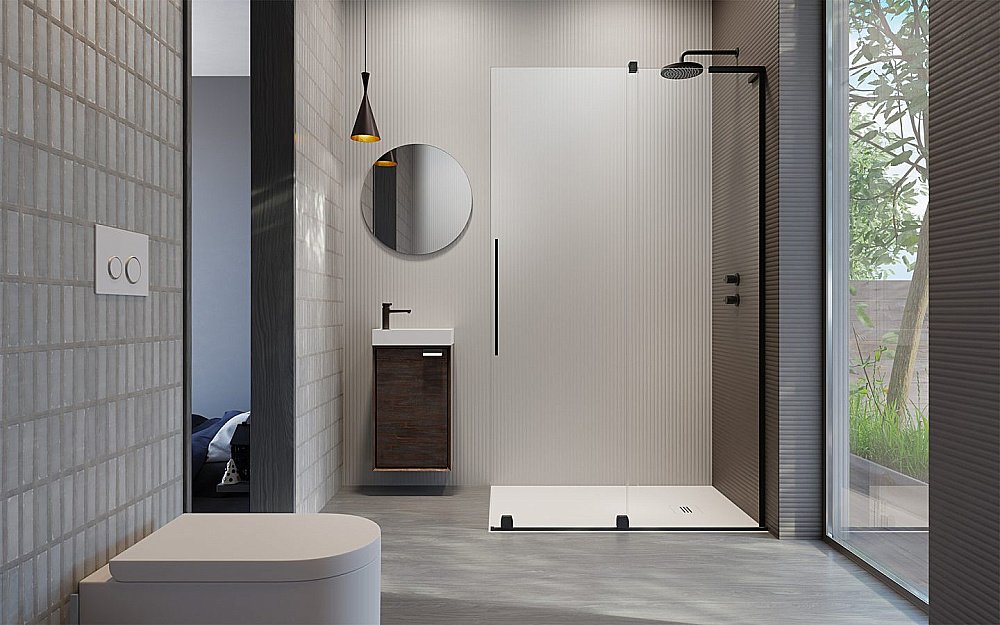 Душевое ограждение Radaway Furo SL Black Walk-in 110 10306588-54-01 стекло прозрачное/профиль черный матовый купить в интернет-магазине Sanbest