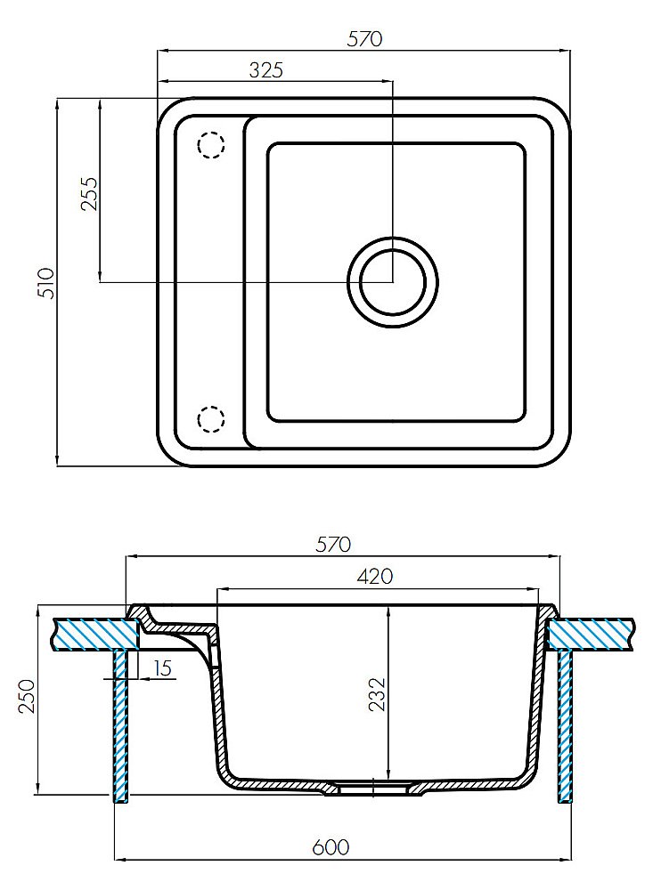 Мойка кухонная Акватон Беллис 57 терракотовая купить в интернет-магазине сантехники Sanbest