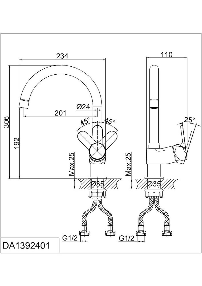 Смеситель для кухни D&K Rhein Marx DA1392401 купить в интернет-магазине сантехники Sanbest