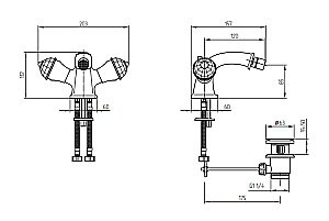Смеситель для биде Migliore Korona Crystal ML.KRN-4744 хром/золото купить в интернет-магазине сантехники Sanbest
