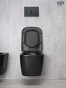 Унитаз подвесной Gid Tr2140Bm черный матовый, безободковый, с крышкой микролифт купить в интернет-магазине Sanbest