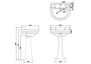 Раковина на пьедестале Burlington Edwardian 56 B6 1TH-P1 белая купить в интернет-магазине Sanbest