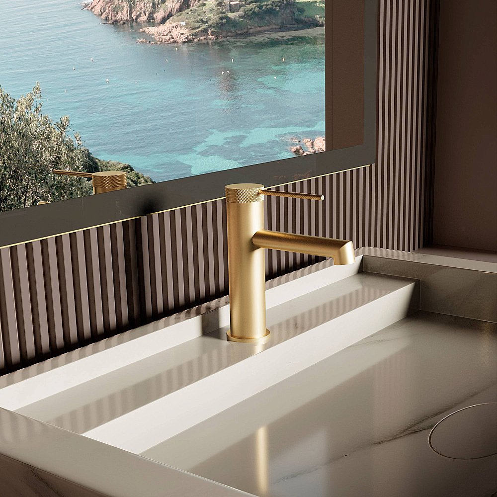 Смеситель для раковины Vincea Rim VBF-2RM1BG брашированное золото купить в интернет-магазине сантехники Sanbest