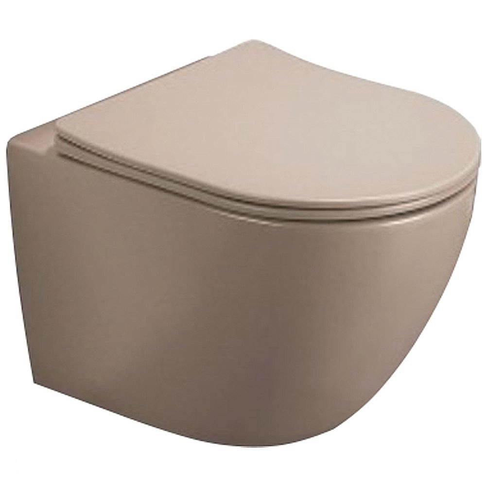Унитаз подвесной CeramaLux TR2197MC капучино матовый, безободковый, с крышкой микролифт, слив торнадо купить в интернет-магазине Sanbest