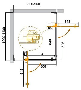 Душевой уголок Cezares Slider 85х105 SLIDER-AH-2-80/90-100/110-GRIGIO-Cr стекло серое тонированное/профиль хром купить в интернет-магазине Sanbest